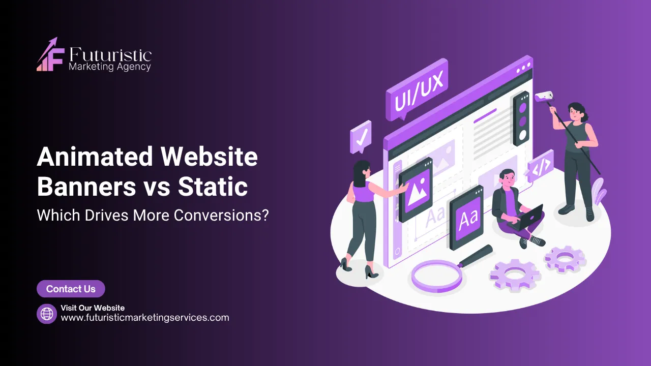 Animated vs static banner comparison showing conversion rates, loading speed, and user engagement differences