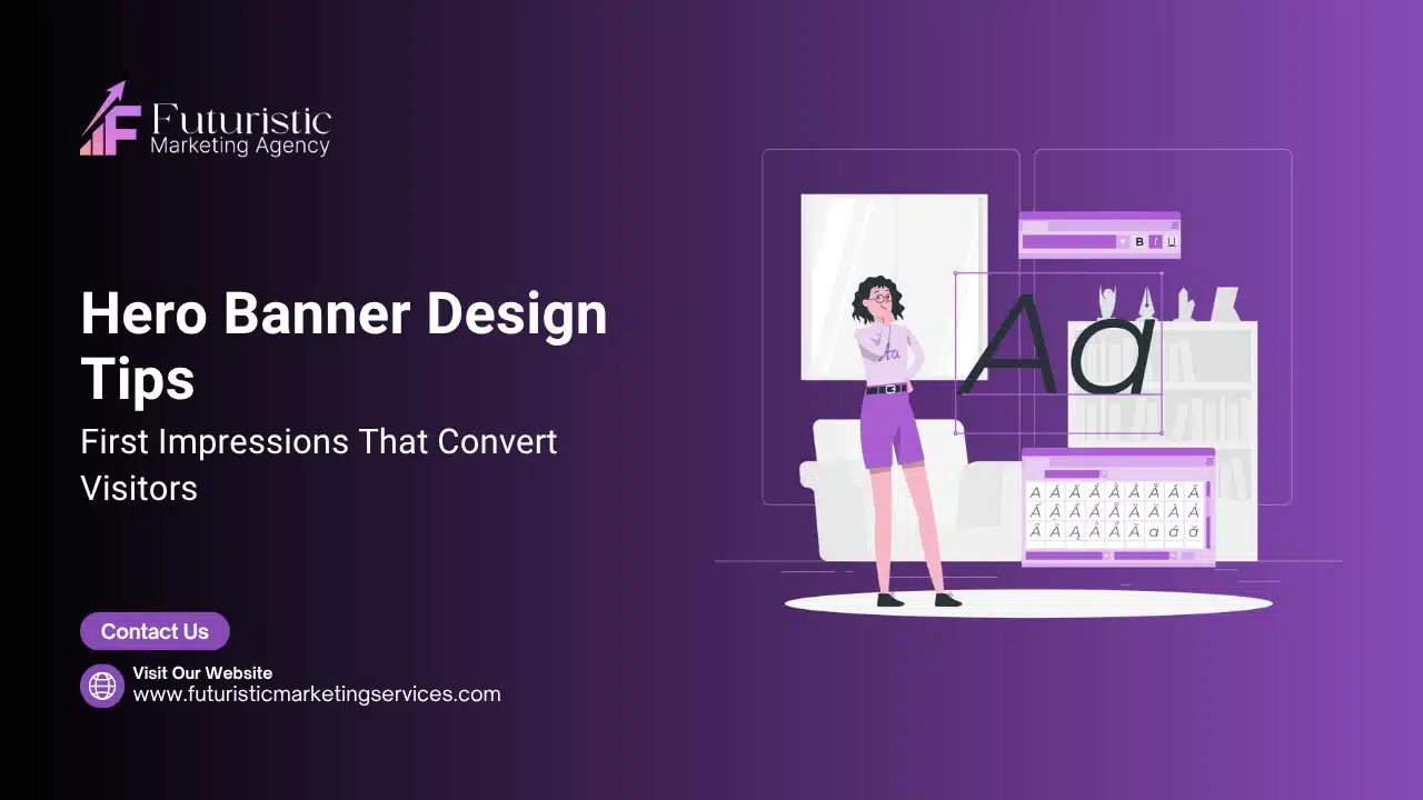 hero banner design example with headline call to action visual hierarchy and responsive website layout