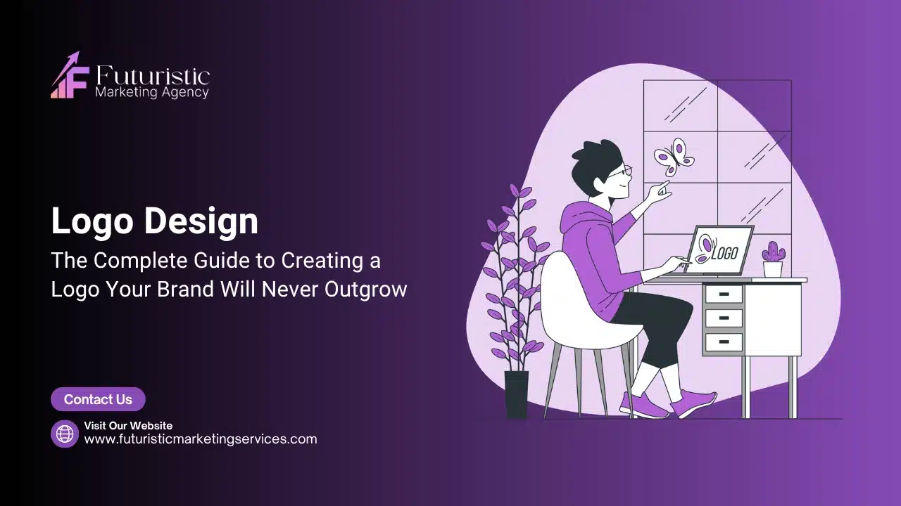 Logo design process showing brand identity creation sketching concepts and final logo development