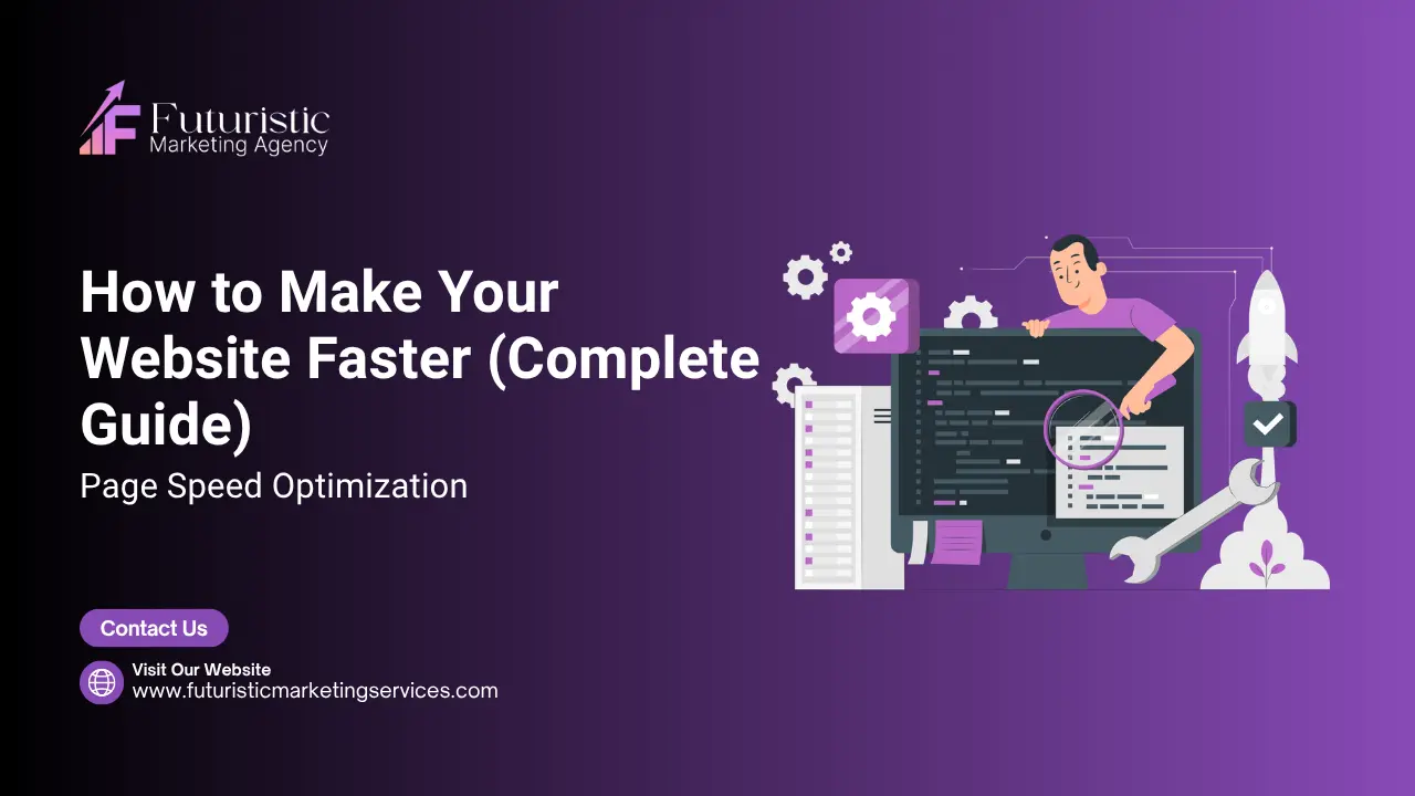 Page speed optimization guide showing Core Web Vitals, LCP optimization, and techniques to improve website performance