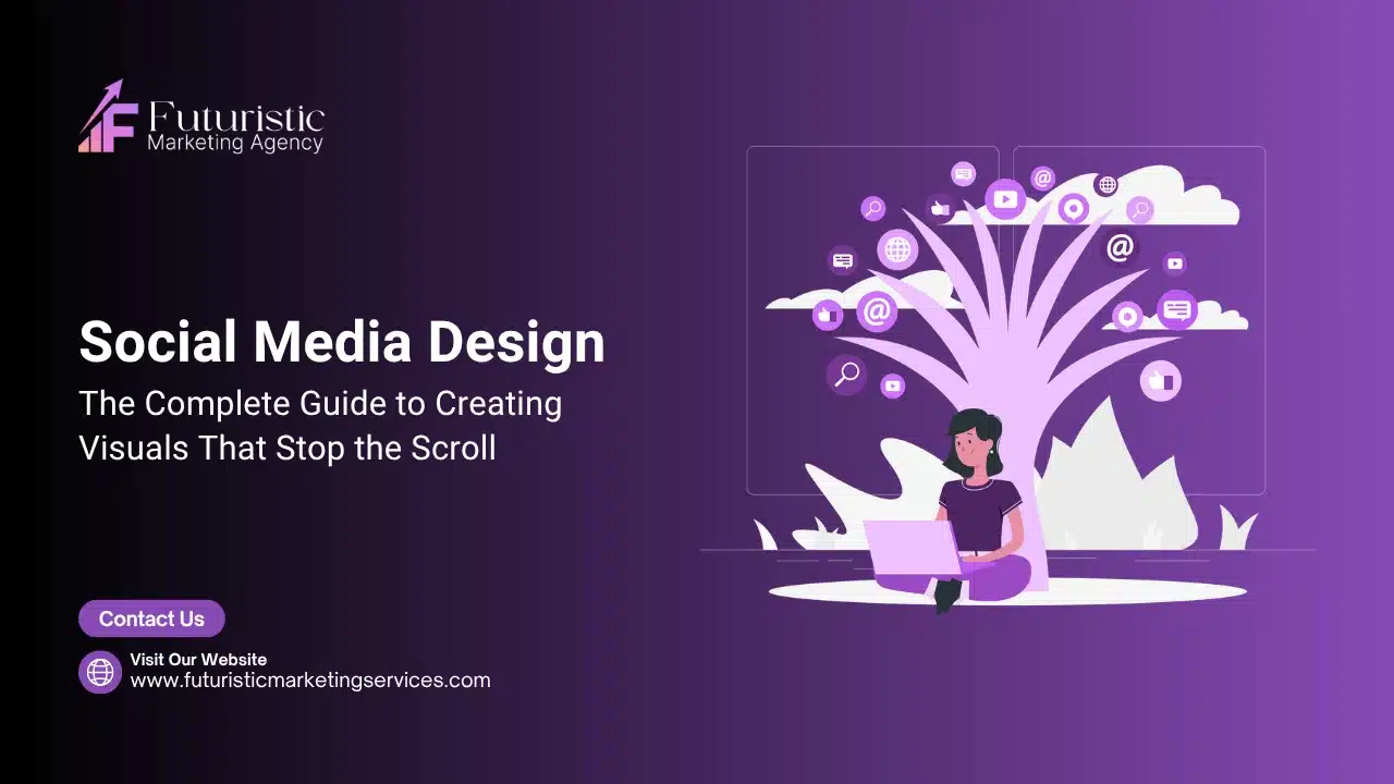 Social media design showing graphics layout branding visuals and content formats for engagement and conversion