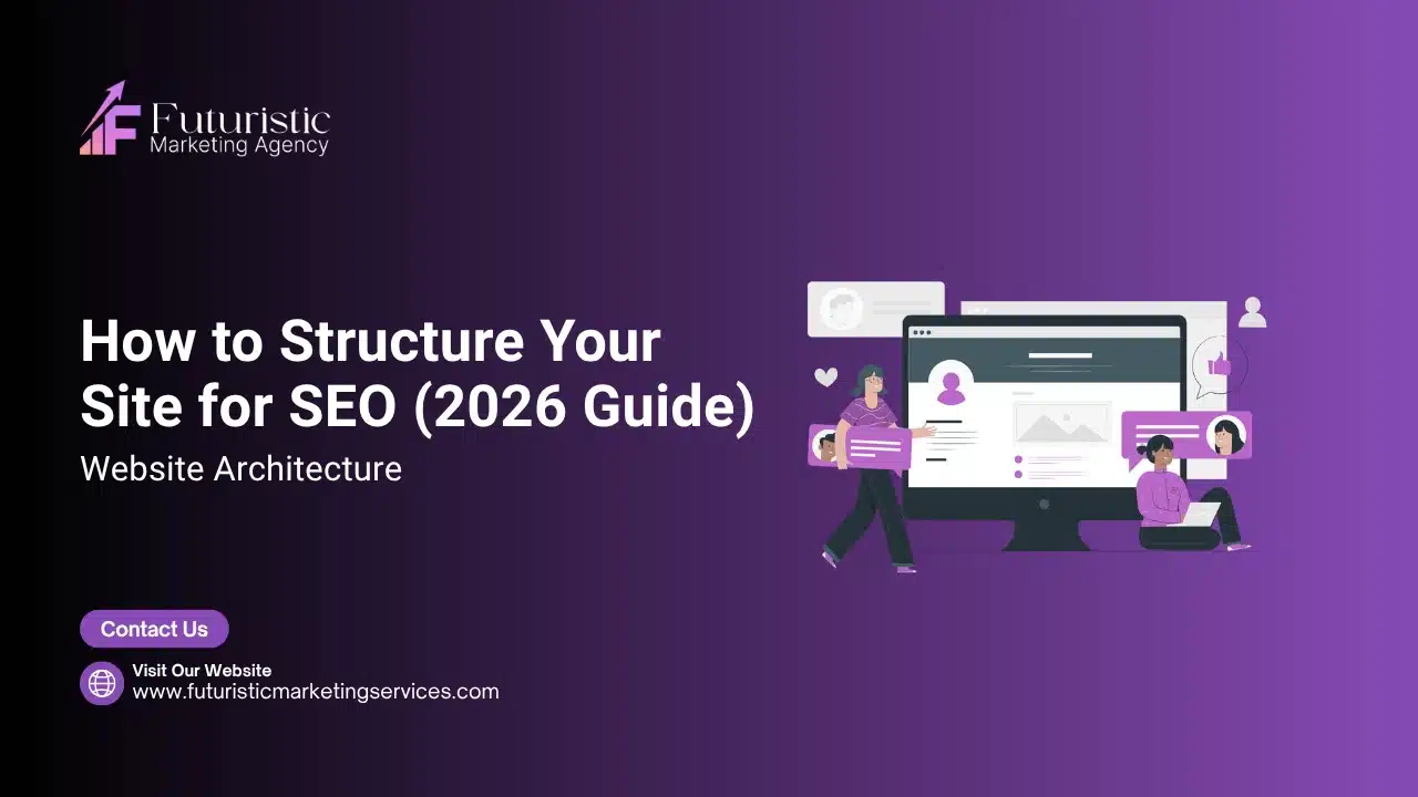 Website architecture diagram showing flat, silo, and hub-and-spoke structures for SEO optimization