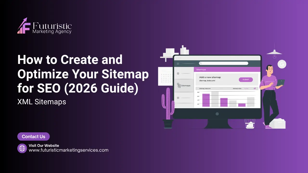 XML sitemap guide showing sitemap structure, sitemap index, and how to submit a sitemap in Google Search Console for SEO