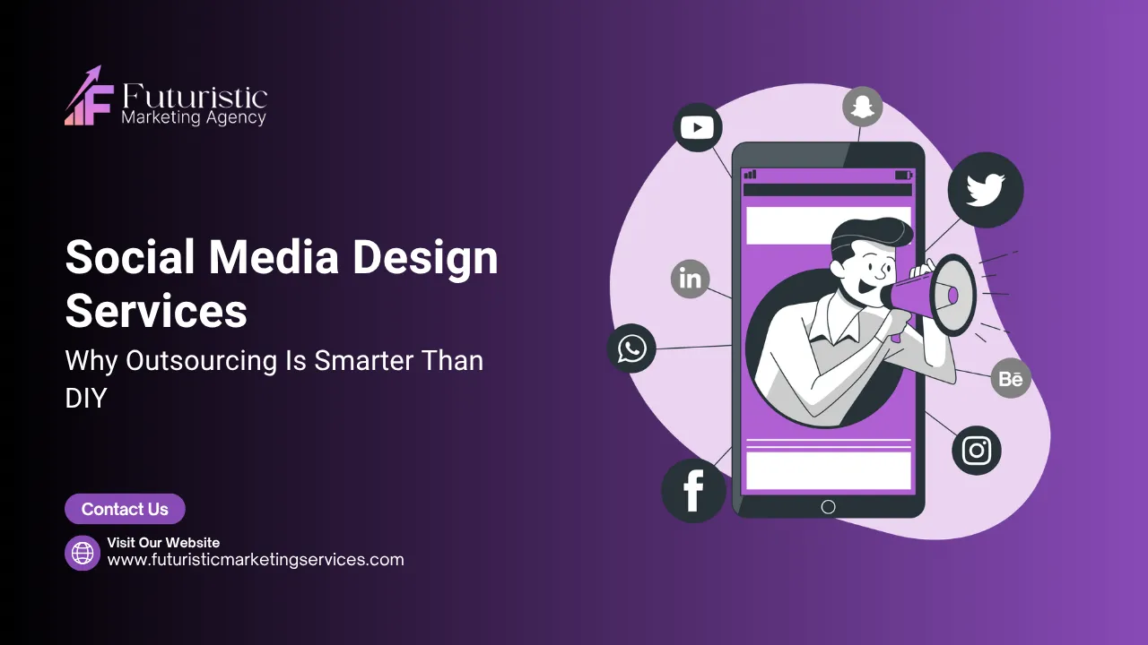 Social media design services outsourcing vs DIY comparison showing time cost brand consistency and professional design output